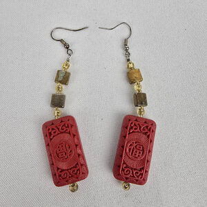 Vintage Cinnabar Inspired Drop Earrings